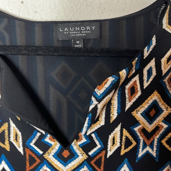 Laundry by Shelli Segal Shift Dress Split Neck open sleeve  Geometric.pa… - Picture 4 of 8